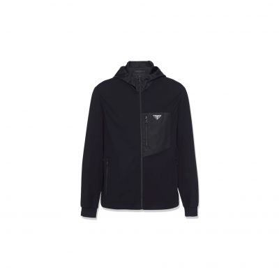 PRADA TECHNICAL COTTON AND RECYCLED NYLON CARDIGAN UJL79A