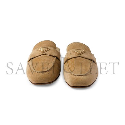 PRADA SUEDE SABOTS MULES 