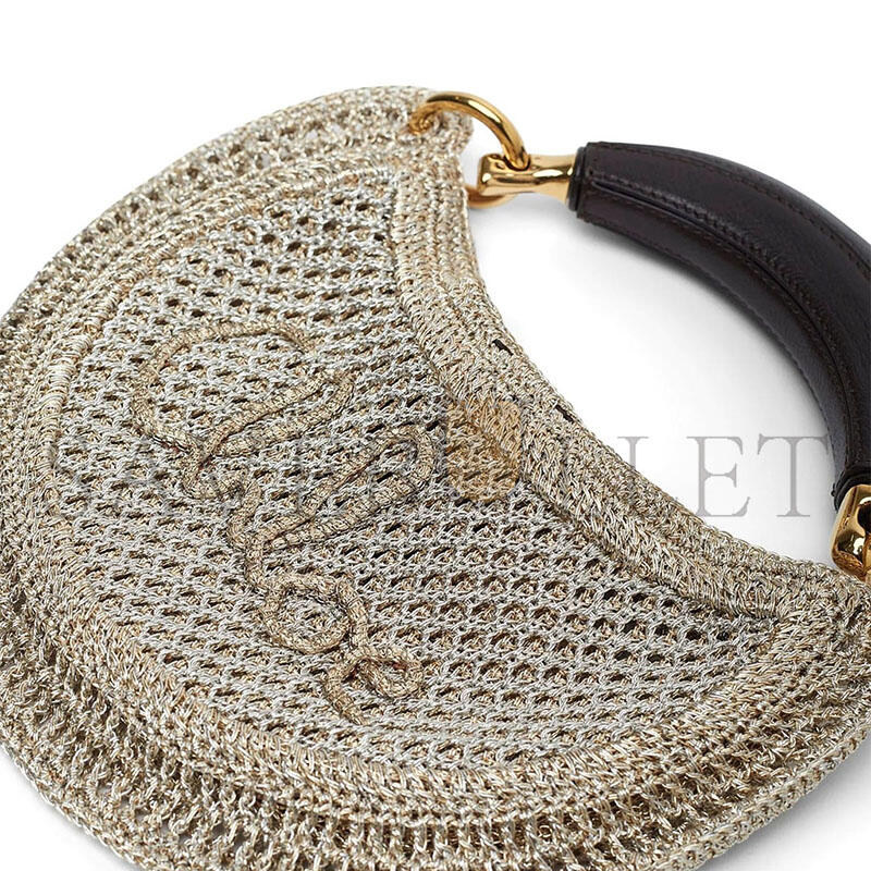 CHLOÉ SUMMER BANANA MINI HOBO BAG IN METALLIC CROCHET CH26SP921R34 (26*15.5*2cm)