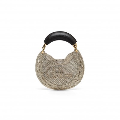 CHLOÉ SUMMER BANANA MINI HOBO BAG IN METALLIC CROCHET CH26SP921R34 (26*15.5*2cm)