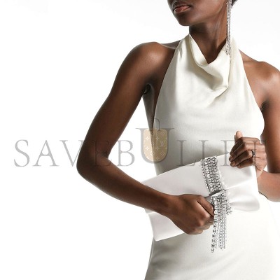 JIMMY CHOO ZANDRA IVORY SATIN CRYSTAL CLUTCH BAG ZANDRADUR0C3537 (30*15.5*2.5cm) JIMMY CHOO ZANDRA IVORY SATIN CRYSTAL CLUTCH BAG ZANDRADUR0C3537 (30*15.5*2.5cm)