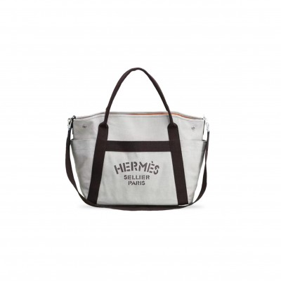 HERMÈS BEIGE SABLE FEU CANVAS THE GROOMING BAG (39*33*16cm)