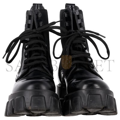 PRADA MONOLITH COMBAT BOOTS IN BLACK LEATHER PRADA MONOLITH COMBAT BOOTS IN BLACK LEATHER