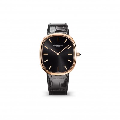 PATEK PHILIPPE GOLDEN ELLIPSE BLACK DIAL ROSE GOLD WATCH REF. 5738R-001 