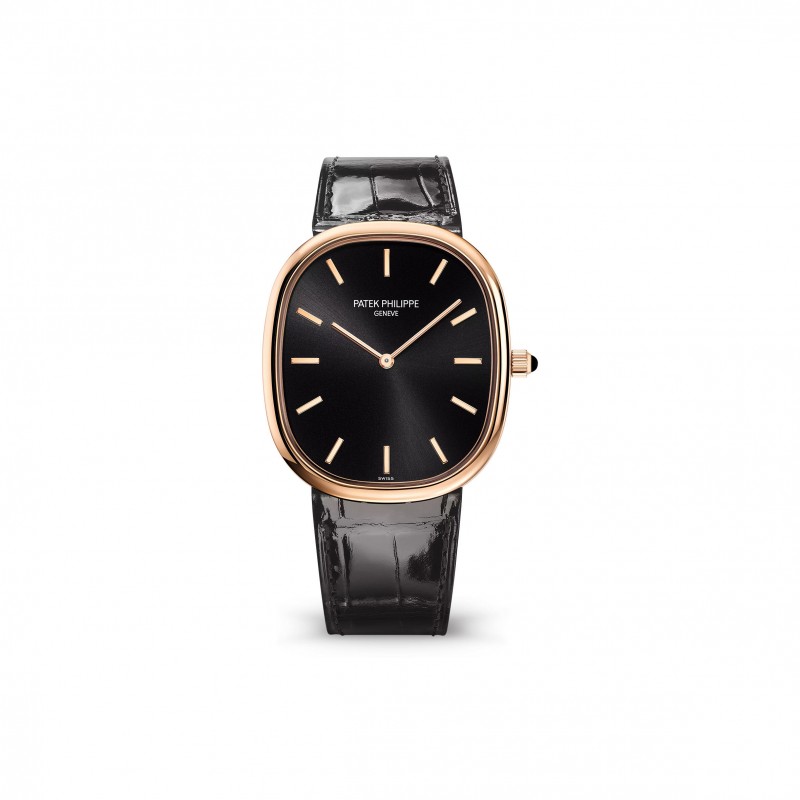 PATEK PHILIPPE GOLDEN ELLIPSE BLACK DIAL ROSE GOLD WATCH REF. 5738R-001 