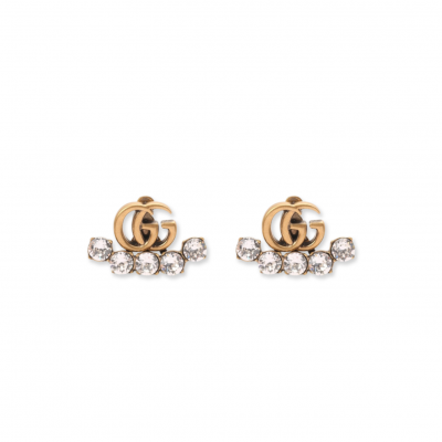 GUCCI CRYSTAL DOUBLE G EARRINGS