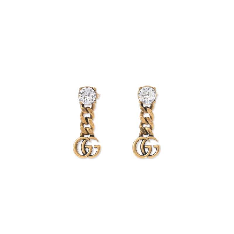 GUCCI CRYSTAL DOUBLE G EARRINGS 645683