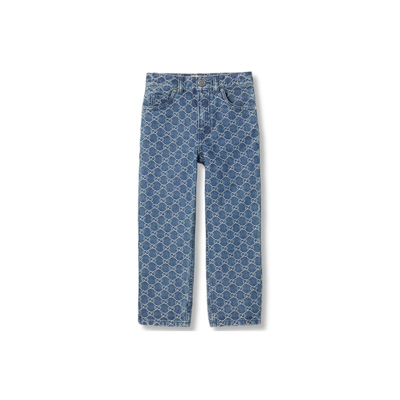 GUCCI CHILDREN'S GG DENIM JACQUARD PANTS 638161 GUCCI CHILDREN'S GG DENIM JACQUARD PANTS 638161