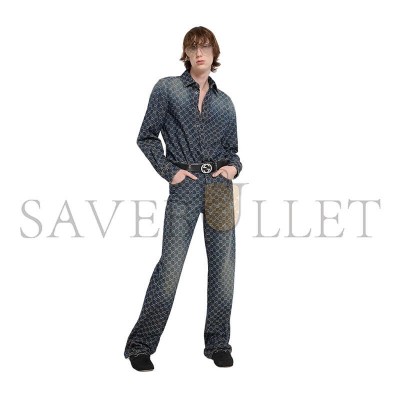 GUCCI MEN GG COTTON DENIM JACQUARD PANTS 864814 GUCCI MEN GG COTTON DENIM JACQUARD PANTS 864814