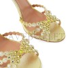 AQUAZZURA TEQUILA 105 CRYSTAL-EMBELLISHED METALLIC LEATHER SANDALS