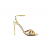 AQUAZZURA TEQUILA 105 CRYSTAL-EMBELLISHED METALLIC LEATHER SANDALS