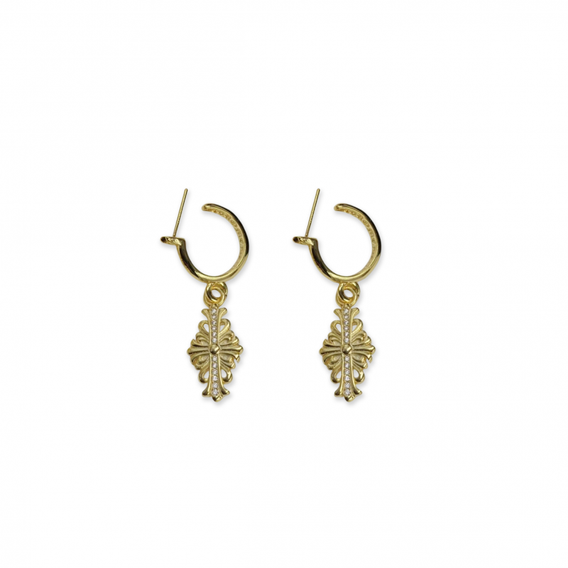 CHROME HEARTS TINY CH CROSS EARRINGS