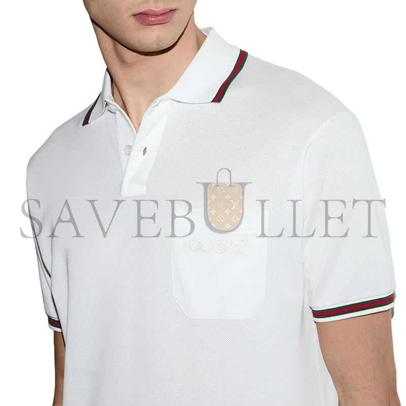 GUCCI COTTON POLO SHIRT WITH EMBROIDERY 795174