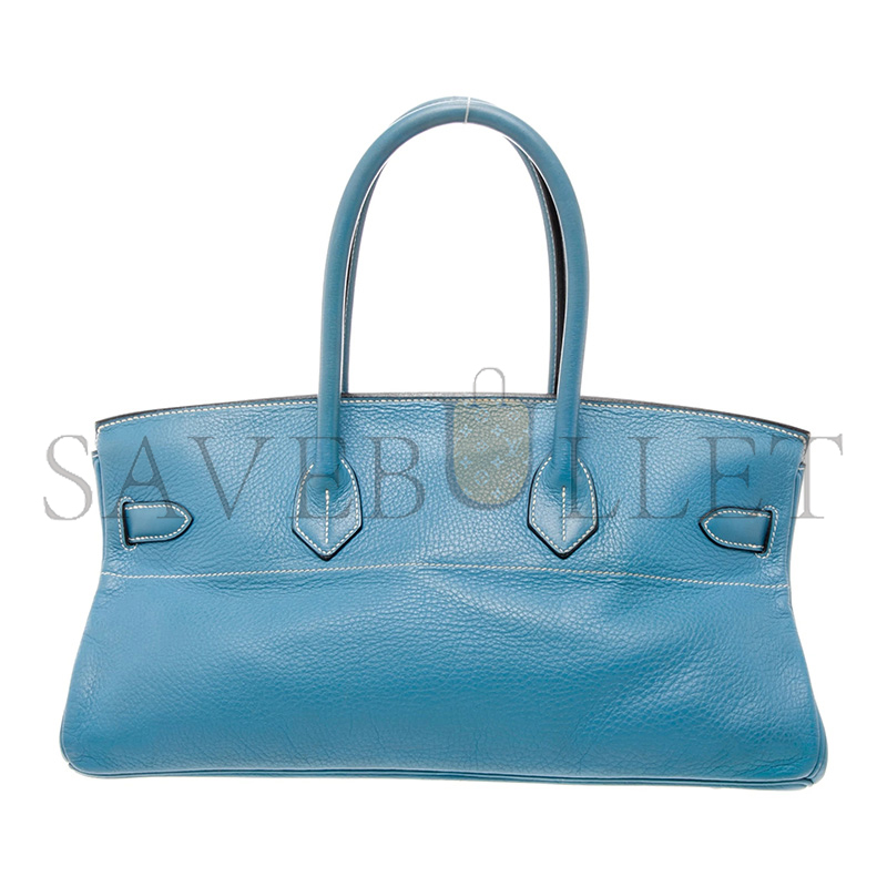 HERMES BIRKIN SHOULDER 42 BLEU JEAN CLEMENCE PALLADIUM HARDWARE (42*20*19cm)