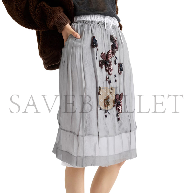 PRADA EMBROIDERED CHIFFON MIDI-SKIRT P172ZR PRADA EMBROIDERED CHIFFON MIDI-SKIRT P172ZR