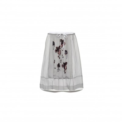 PRADA EMBROIDERED CHIFFON MIDI-SKIRT P172ZR