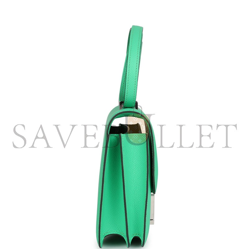 HERMÈS CONSTANCE 18 VERT COMICS EPSOM PALLADIUM HARDWARE (18*15*5cm) 