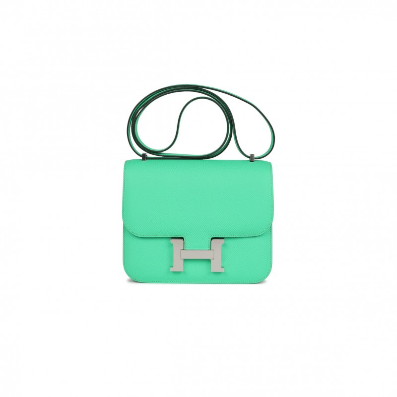 HERMÈS CONSTANCE 18 VERT COMICS EPSOM PALLADIUM HARDWARE (18*15*5cm) 
