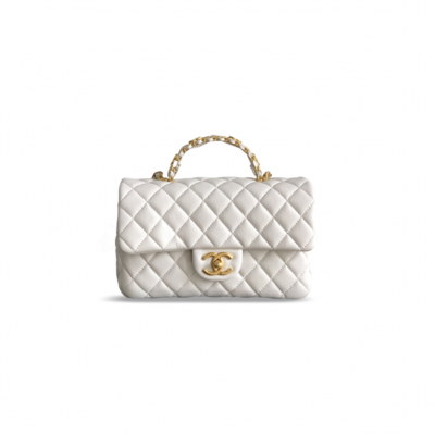 CHANEL SMALL FLAP BAG WITH TOP HANDLE GRAINED CALFSKIN (22.5*13.5*6cm)
