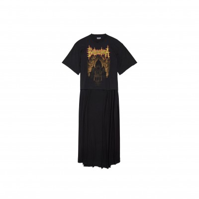 BALENCIAGA WOMEN'S BALENCIAGA SACRÉ CŒUR TRAIN T-SHIRT IN BLACK 871740TUVE41000