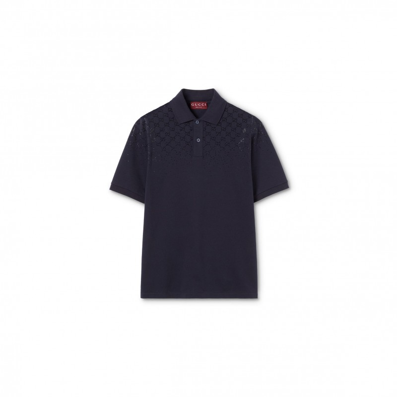 GUCCI COTTON PIQUET POLO SHIRT WITH CRYSTALS 815514 GUCCI COTTON PIQUET POLO SHIRT WITH CRYSTALS 815514