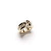CHANEL METAL PEARL RING ENCRUSTED WITH CRYSTAL AND GOLDEN CC LOGO IN THE MIDDLE 