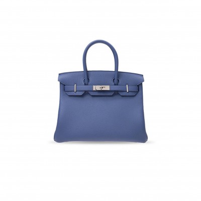 HERMES MASTER HANDBAGS BIRKIN 30 7E TOGO HANDBAG BLEU BRIGHTON (30*23*15cm) 