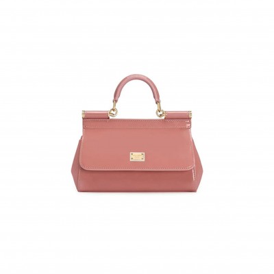 DOLCE & GABBANA SMALL SICILY PATENT LEATHER TOP HANDLE BAG (19*13*6cm) 