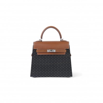 HERMES MASTER KELLY WOOD 22 PALLADIUM HARDWARE (22*18*8.5cm)