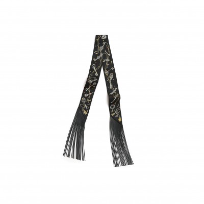 HERMES SCARF LES CLES A POIS LEATHER FRINGES TWILLY H853871S