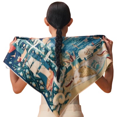 HERMES SCARF L'ESPRIT S'ENVOLE SCARF 90 H004300S (88.5*88.5cm) HERMES SCARF L'ESPRIT S'ENVOLE SCARF 90 H004300S (88.5*88.5cm)