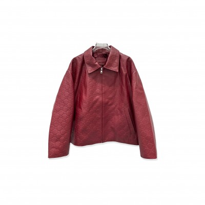 GUCCI OVERSIZE EMBOSSED GG LEATHER JACKET 834306