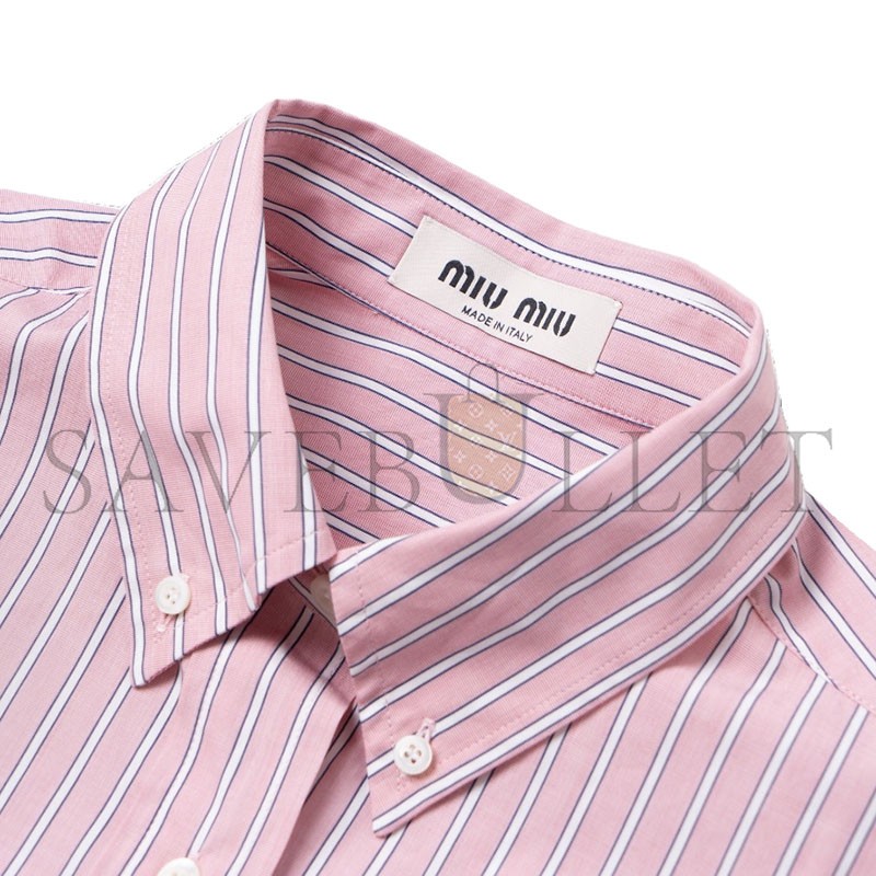 MIU MIU PINK STRIPED COTTON POPLIN SHIRT MK2007