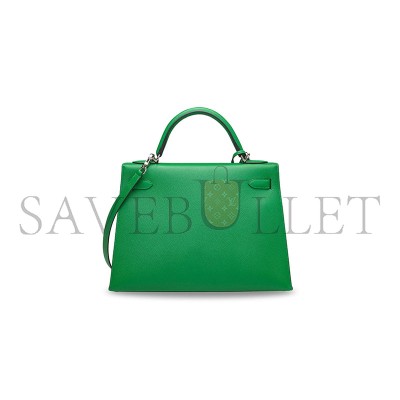 HERMES MASTER KELLY 32 EPSOM VERT BAMBOO PALLADIUM HARDWARE (32*23*10cm)