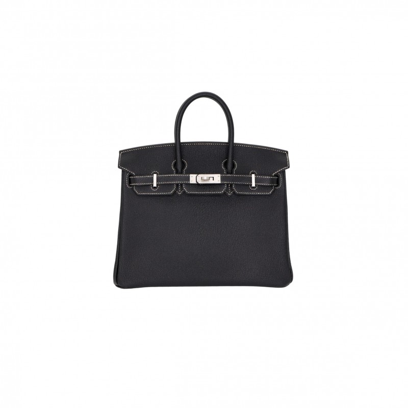 HERMÈS MASTER BIRKIN 25 BLACK CHÈVRE LEATHER BRUSHED PALLADIUM HARDWARE (25*20*13cm) 