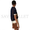 MIU MIU LACE-EFFECT CASHMERE POLO SHIRT NAVY MML03U