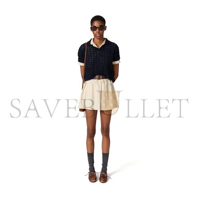 MIU MIU LACE-EFFECT CASHMERE POLO SHIRT NAVY MML03U MIU MIU LACE-EFFECT CASHMERE POLO SHIRT NAVY MML03U
