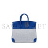 HERMES MASTER BLEU FRANCE SWIFT AND TOILE BIRKIN 25 PALLADIUM HARDWARE (25*20*13cm)