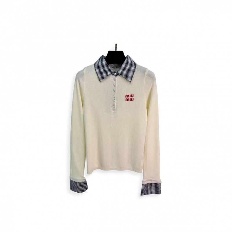 MIU MIU KNITTED LONG-SLEEVED TOP 