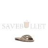 FENDI BAGUETTE DOVE GREY LEATHER SLIDES 8R8136AQY2F1MXM