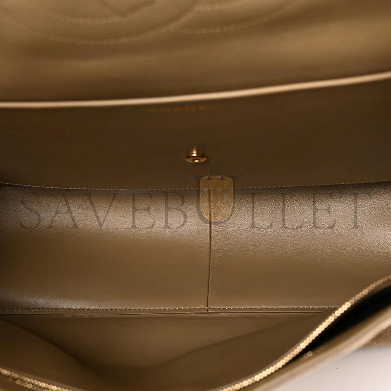 CHANEL MASTER SUEDE CALFSKIN SOUPLISSIMO MAXI FLAP DARK BEIGE (38*25*11cm)