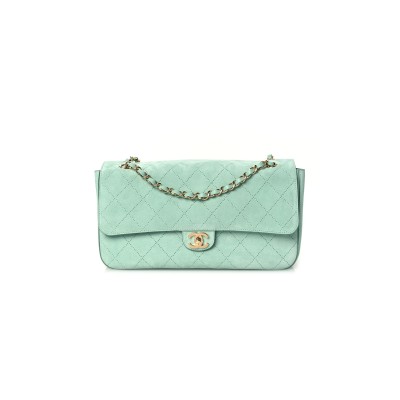 CHANEL SUEDE CALFSKIN SMALL SOUPLISSIMO MAXI FLAP GREEN (33*18*10cm) 