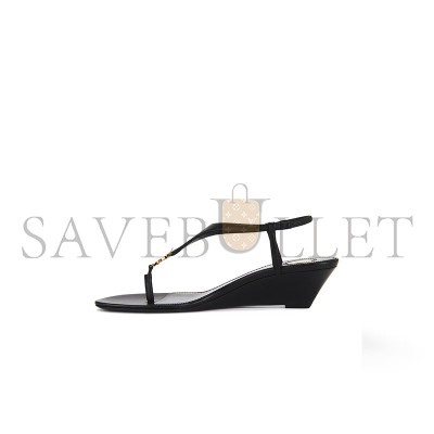 YSL BLACK CASSANDRA LEATHER WEDGE SANDAL YSL BLACK CASSANDRA LEATHER WEDGE SANDAL