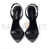 PRADA BRUSHED LEATHER HEELED SANDALS 