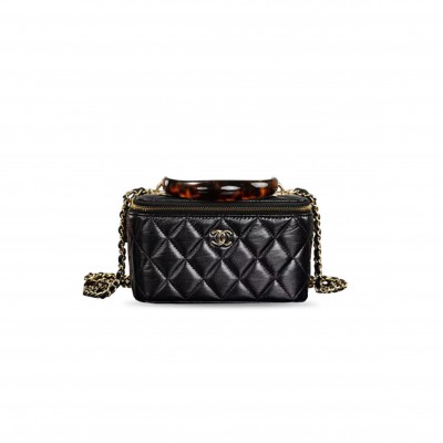 CHANEL TOP HANDLE VANITY CASE WITH CHAIN (17*9.5*8cm) 