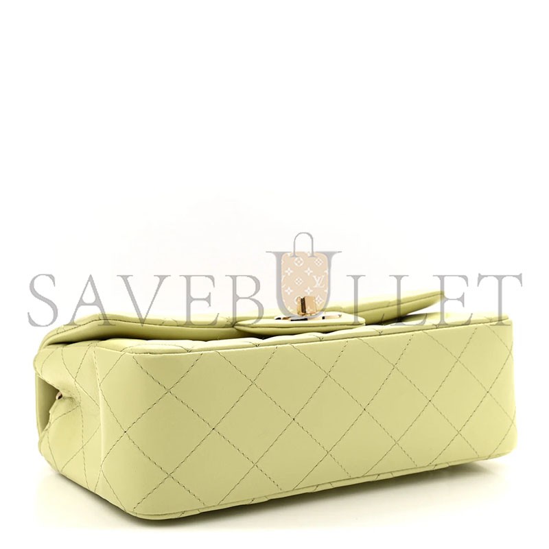 CHANEL LAMBSKIN QUILTED MINI RECTANGULAR FLAP LIGHT GREEN AS1116 (20*12*6cm)