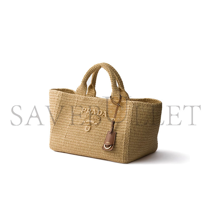 PRADA LARGE CROCHET TOTE BAG WITH LEATHER DETAILS 1BG635 (35*23.5*22cm) PRADA LARGE CROCHET TOTE BAG WITH LEATHER DETAILS 1BG635 (35*23.5*22cm)