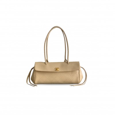 CHANEL SMALL URBAN ESSENTIAL EAST WEST SHOPPING TOTE LIGHT BEIGE CAVIAR GOLD HARDWARE (31*15*12cm) 