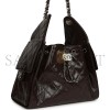 CHANEL SMALL 25 HOBO BAG DARK BROWN SHINY AGED CALFSKIN SILVER HARDWARE AS5293  (30*26*14cm)