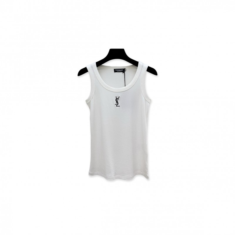 YSL EMBROIDERED RIBBED VEST